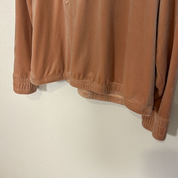 FILA Soft Blush Pink Embroidered Lettering Quarter Zip Velour Sweatshirt Hoodie - Picture 5 of 9